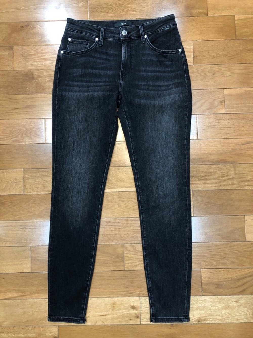 Mavi Tess High Rise Skinny Jeans Women's 27 Wash Black Gray Denim Stretch Pants